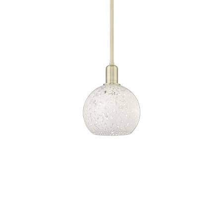 Innovations Lighting White Mouchette 8" Wide Mini Pendant Antique Brass / White Mouchette