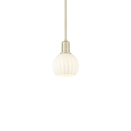 Innovations Lighting White Venetian 6" Wide Mini Pendant Antique Brass / White Venetian