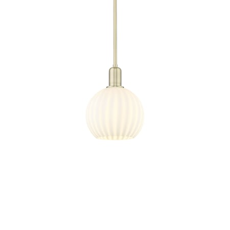 Innovations Lighting White Venetian 8" Wide Mini Pendant Antique Brass / White Venetian