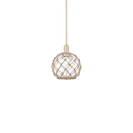 Innovations Lighting Farmhouse Rope 10" Wide Mini Pendant Antique Brass / Clear Glass with Brown Rope