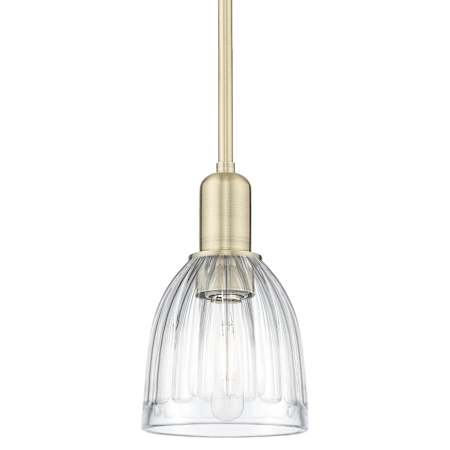 Innovations Lighting Brookfield 6" Wide Mini Pendant Antique Brass / Clear