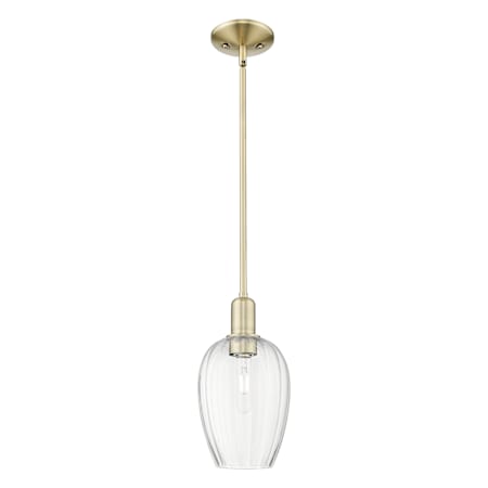 Innovations Lighting Preston 6" Wide Mini Pendant Antique Brass / Clear