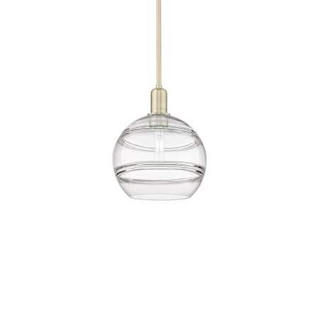 Innovations Lighting Rochester 10" Wide Mini Pendant Antique Brass / Clear