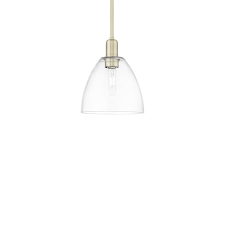 Innovations Lighting Bristol 9" Wide Mini Pendant Antique Brass / Clear