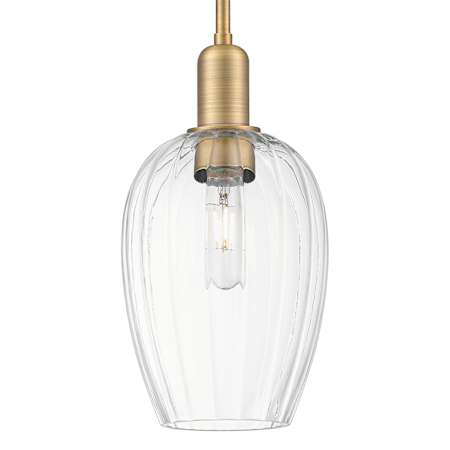 Innovations Lighting Preston 6" Wide Mini Pendant with Clear, Ribbed Glass Shade Brushed Brass