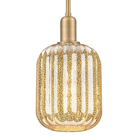 Innovations Lighting Preston 7" Wide Mini Pendant with Ribbed Mercury Glass Cylinder Shade Brushed Brass