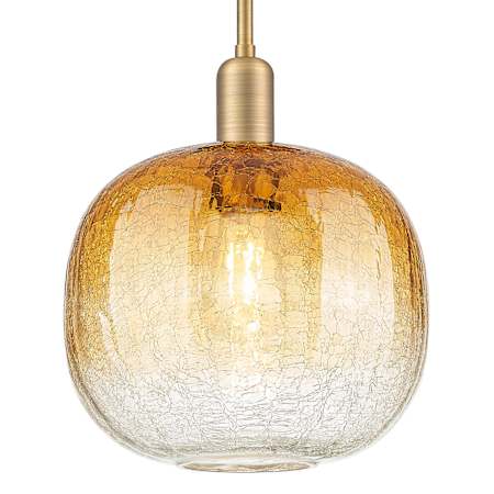Innovations Lighting Brookhaven Sphere 10" Wide Mini Pendant with Hand-Blown Amber Glass Shade Brushed Brass
