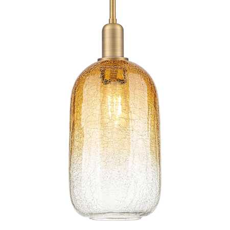 Innovations Lighting Brookhaven Cloche 7" Wide Mini Pendant with Hand-Blown Amber Glass Shade Brushed Brass