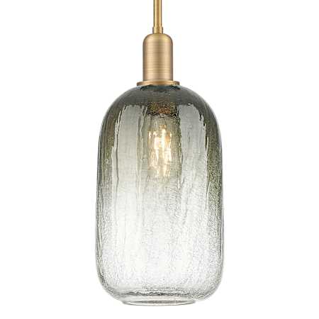 Innovations Lighting Brookhaven Cloche 7" Wide Mini Pendant with Slate Glass Shade Brushed Brass