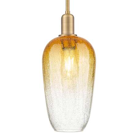 Innovations Lighting Brookhaven Flute 7" Wide Mini Pendant with Hand-Blown Amber Glass Shade Brushed Brass