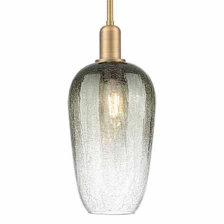 Innovations Lighting Brookhaven Flute 7" Wide Mini Pendant with Slate Glass Shade Brushed Brass
