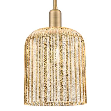 Innovations Lighting Bridal Veil 8" Wide Mini Pendant with Ribbed Mercury Glass Shade Brushed Brass