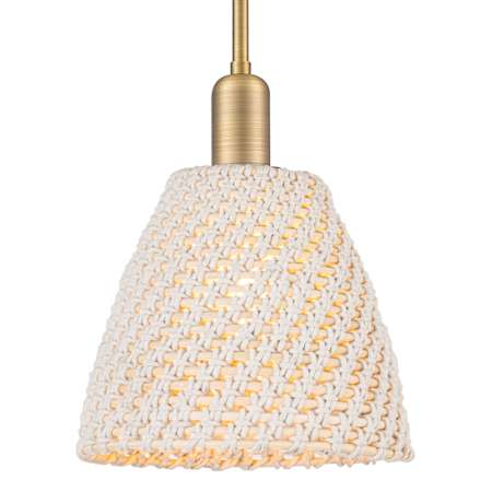 Innovations Lighting Natural Ballston Dome 9" Wide Mini Pendant with Natural Rope Shade Brushed Brass