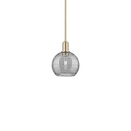 Innovations Lighting Athens Deco Swirl 8" Wide Mini Pendant Champagne Bronze / Light Smoke Deco Swirl