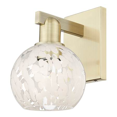 Innovations Lighting White Mouchette 10" Tall Wall Sconce Antique Brass / White Mouchette