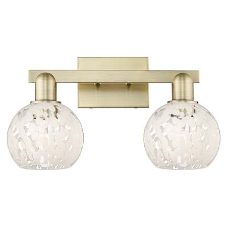 Innovations Lighting White Mouchette 2 Light 17" Wide Vanity Light Antique Brass / White Mouchette