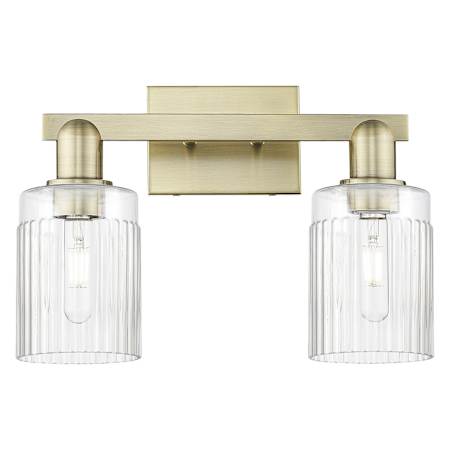 Innovations Lighting Hadley 2 Light 16" Wide Vanity Light Antique Brass / Clear