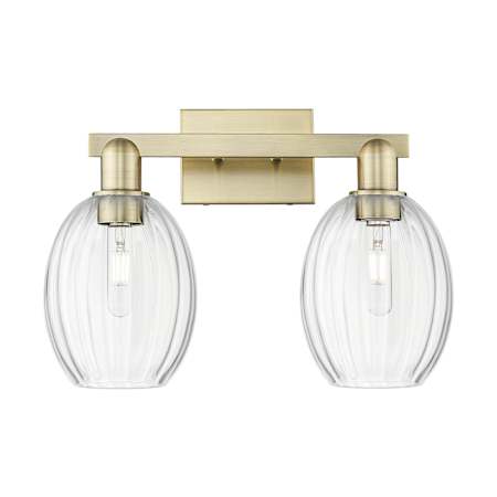 Innovations Lighting Preston 2 Light 16" Wide Vanity Light Antique Brass / Clear