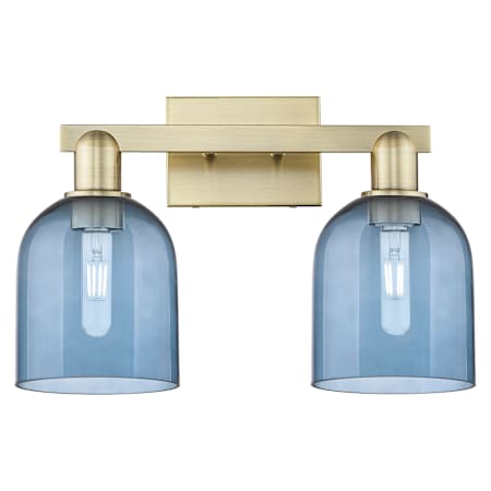 Innovations Lighting Bella 2 Light 17" Wide Vanity Light Antique Brass / Blue