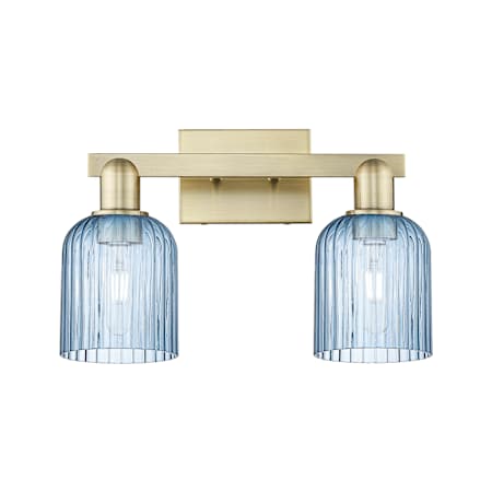 Innovations Lighting Bridal Veil 2 Light 16" Wide Vanity Light Antique Brass / Blue