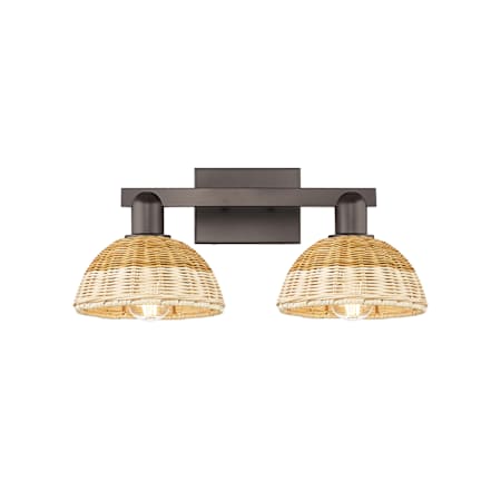 Innovations Lighting Natural Ballston Dome 2 Light 16" Wide Vanity Light Oil Rubbed Bronze / Natural