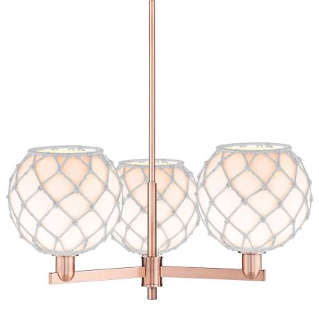 Innovations Lighting Farmhouse Rope 3 Light 32" Wide Chandelier Antique Copper / White Glass with White Rope