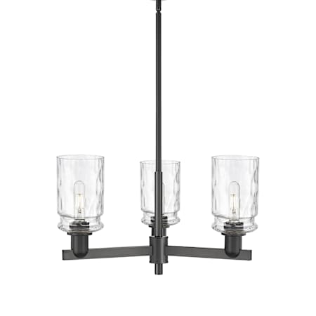 Innovations Lighting Candor 3 Light 27" Wide Chandelier Matte Black / Clear Waterglass