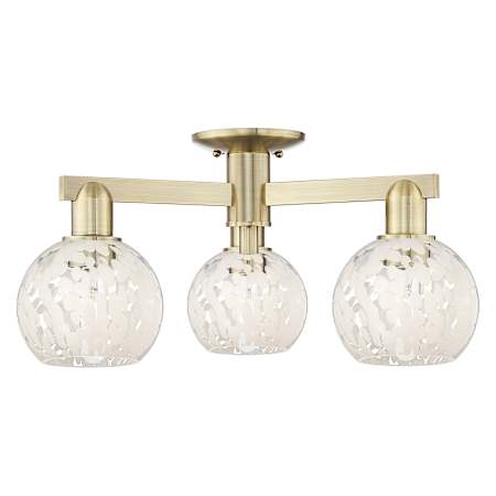 Innovations Lighting White Mouchette 3 Light 24" Wide Semi-Flush Ceiling Fixture Antique Brass / White Mouchette