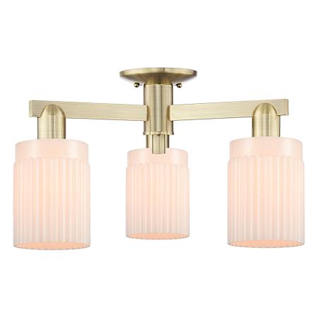 Innovations Lighting Hadley 3 Light 22" Wide Semi-Flush Ceiling Fixture Antique Brass / Matte White