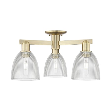 Innovations Lighting Castile 3 Light 24" Wide Semi-Flush Ceiling Fixture Antique Brass / Clear
