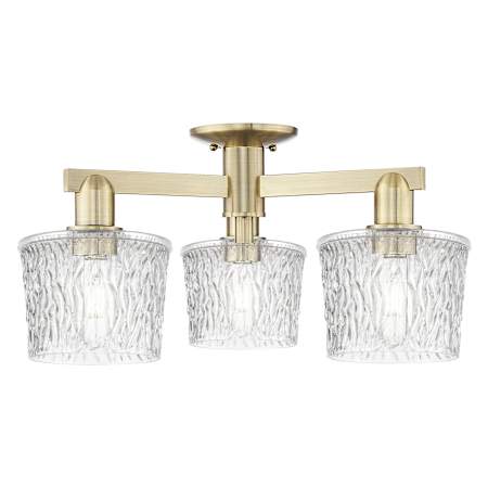Innovations Lighting Niagara 3 Light 24" Wide Semi-Flush Ceiling Fixture Antique Brass / Clear