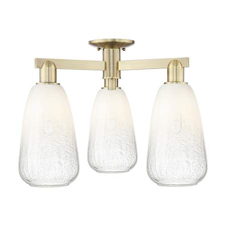 Innovations Lighting Brookhaven Almond 3 Light 24" Wide Semi-flush Ceiling Fixture Antique Brass / Opal