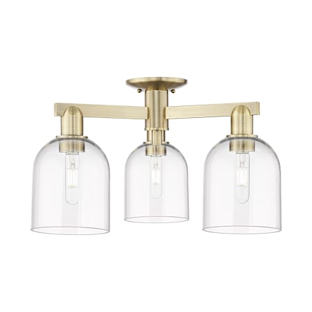 Innovations Lighting Bella 3 Light 23" Wide Semi-Flush Ceiling Fixture Antique Brass / Clear