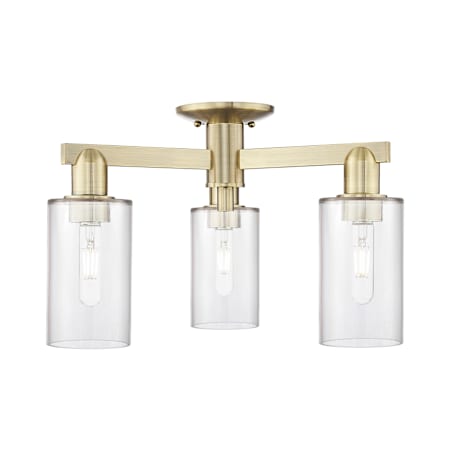 Innovations Lighting Clymer 3 Light 22" Wide Semi-Flush Ceiling Fixture Antique Brass / Clear