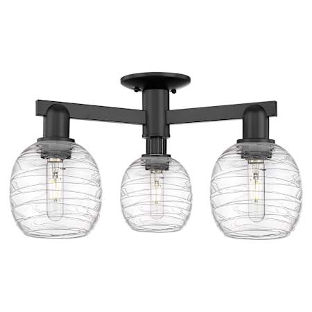 Innovations Lighting Belfast 3 Light 24" Wide Semi-Flush Ceiling Fixture Matte Black / Deco Swirl