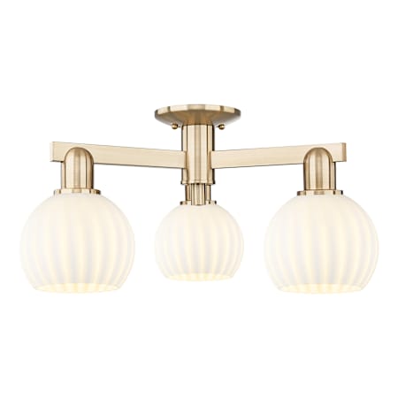 Innovations Lighting White Venetian 3 Light 24" Wide Semi-Flush Ceiling Fixture Champagne Bronze / White Venetian