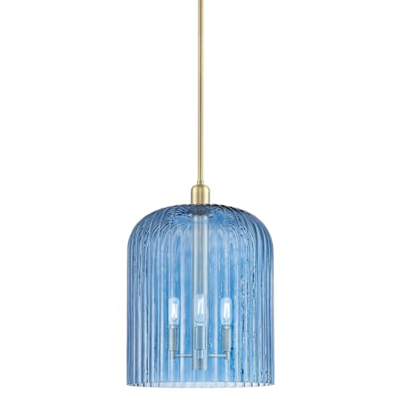 Innovations Lighting Bridal Veil 3 Light 12" Wide Pendant Antique Brass / Blue