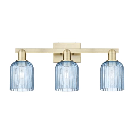 Innovations Lighting Bridal Veil 3 Light 24" Wide Vanity Light Antique Brass / Blue