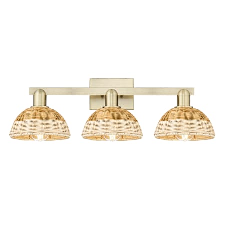 Innovations Lighting Natural Ballston Dome 3 Light 26" Wide Vanity Light Antique Brass / Natural