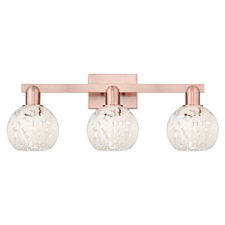 Innovations Lighting White Mouchette 3 Light 25" Wide Vanity Light Antique Copper / White Mouchette