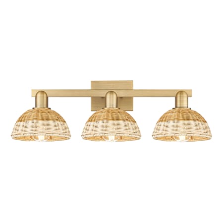 Innovations Lighting Natural Ballston Dome 3 Light 26" Wide Vanity Light Brushed Brass / Natural