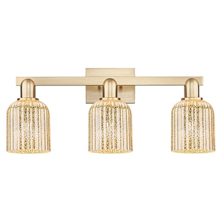 Innovations Lighting Bridal Veil 3 Light 24" Wide Vanity Light with Ribbed Mercury Glass Shades Champagne Bronze