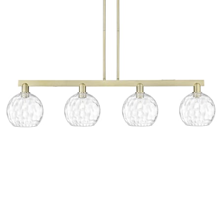 Innovations Lighting Athens Water Glass 4 Light 51" Wide Linear Pendant Antique Brass / Clear Water Glass
