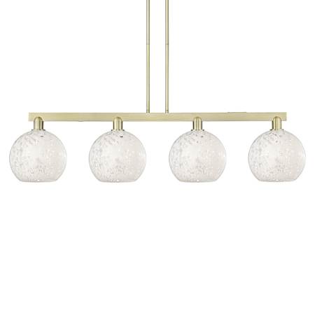 Innovations Lighting White Mouchette 4 Light 53" Wide Linear Pendant Antique Brass / White Mouchette