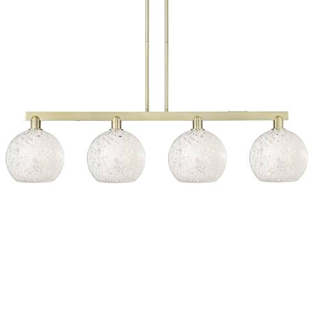 Innovations Lighting White Mouchette 4 Light 51" Wide Linear Pendant Antique Brass / White Mouchette
