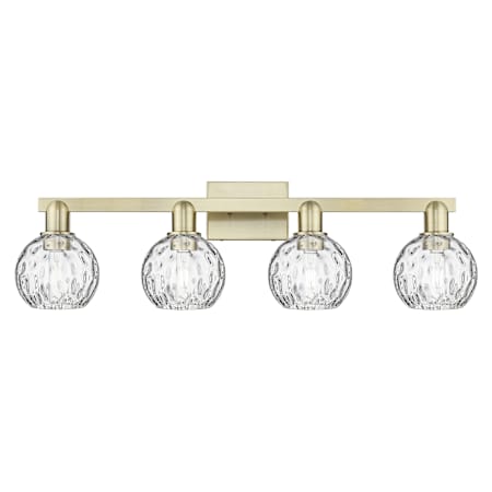 Innovations Lighting Athens Water Glass 4 Light 33" Wide Vanity Light Antique Brass / Clear Water Glass