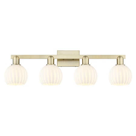 Innovations Lighting White Venetian 4 Light 33" Wide Vanity Light Antique Brass / White Venetian