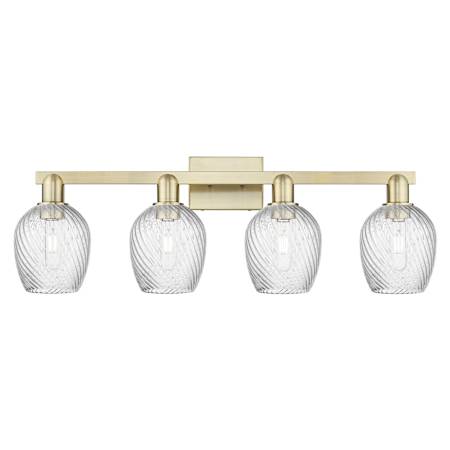 Innovations Lighting Salina 4 Light 33" Wide Vanity Light Antique Brass / Clear Spiral Fluted