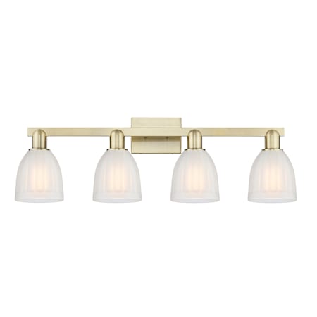 Innovations Lighting Brookfield 4 Light 33" Wide Vanity Light Antique Brass / White
