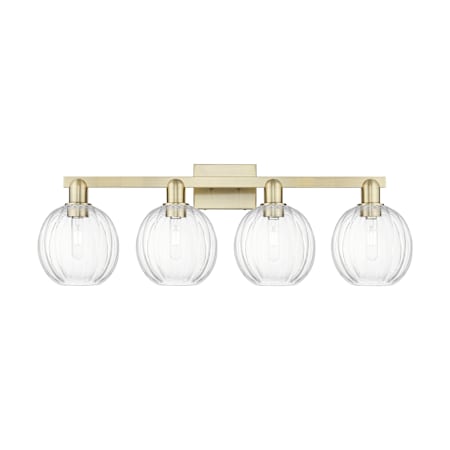 Innovations Lighting Preston 4 Light 36" Wide Vanity Light Antique Brass / Clear
